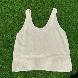 Cream Knit Scoop Neck Tank Top
